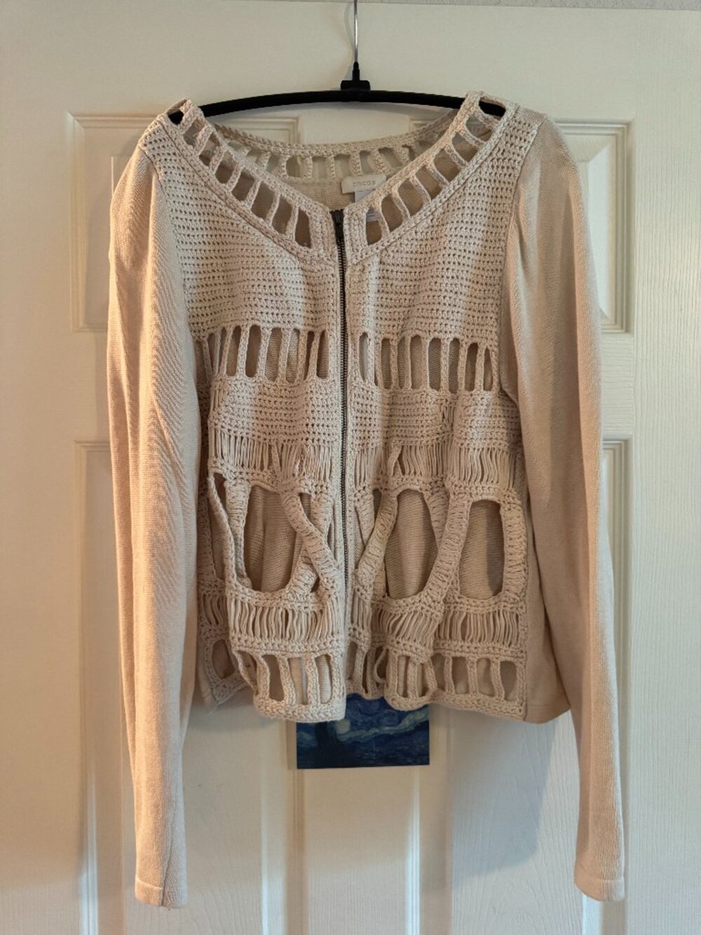 Chico's sz 2 (Women's M/L) Linen blend zip up sweater